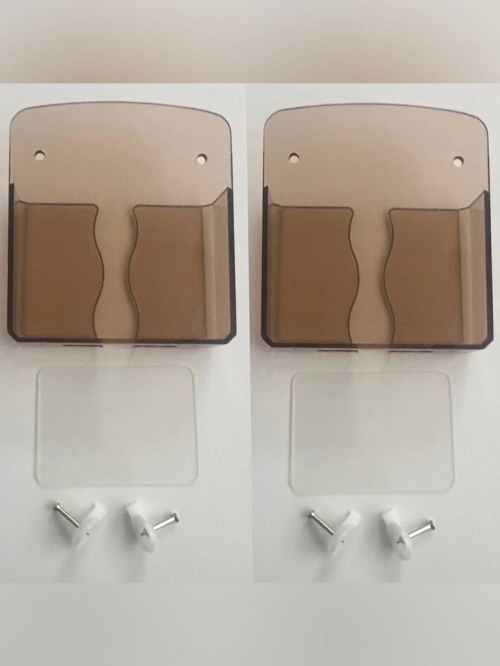 💞 New Set of 2 Smokey Brown Wall Mounted Cell Phone & Small Accessories Holders